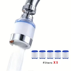 Faucet Water Purifier Filter Purifier Universal Rotary Booster Extender & 5 Filter Free