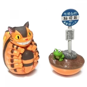 Anime My Neighbor Totoro - Catbus & Frog Bus Stop Okiagari Koboshi Self Righting Doll Figure