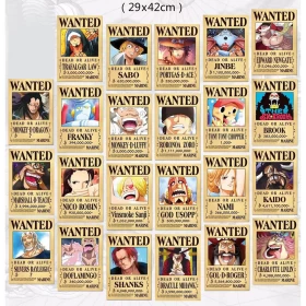 Set of 23 Anime One Piece Wanted Posters, 42*29cm Anime Wanted Reward Posters Home Decoration Wall Sticker Paper Poster Hanging for Wall and Door