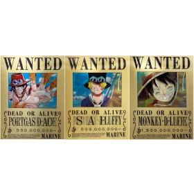 Anime One Piece: WANTED 3D Poster (3 in 1) - Vers.3