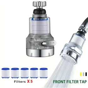 1pc 360° Rotating Water Purifier Filter Tap with 5 Free Filters - Clean Water Solution